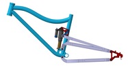 View from the right showing a mechanism named mountain bike frame in position P0