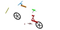 Explosion view showing a mechanism named folding bicycle in position P0