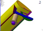 ISO-view showing a mechanism named retractable spoiler with variable surface in position P1