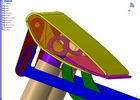 ISO-view showing a mechanism named retractable spoiler with variable surface in position P2
