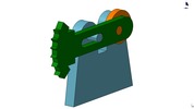 WRL-file for the model "mechanism with three elements of the claw toothed segment of a camera"