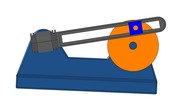 View from the right showing a mechanism named slider mechanism, has four elements of the oscillating cylinder in position P0
