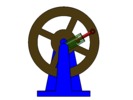 View from the front showing a mechanism named slide mechanism, the four-element rotary cylinder