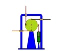 View from the front showing a mechanism named sliding mechanism and levers oscillating cylinder with valve plate