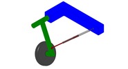 ISO-view showing a mechanism named dimensional sliding mechanism retractable landing gear in position P4