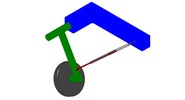 ISO-view showing a mechanism named dimensional sliding mechanism retractable landing gear in position P5