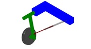 ISO-view showing a mechanism named dimensional sliding mechanism retractable landing gear in position P2