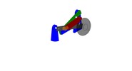 ISO-view showing a mechanism named sliding mechanism and levers retractable landing gear in position P0