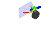 ISO-view showing a mechanism named sliding mechanism and levers retractable landing gear in position P1