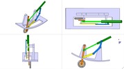 Quadruple view showing a mechanism named mechanism of the landing gear