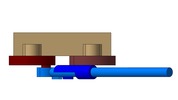 View from the top showing a mechanism named sliding mechanism and levers of the shear in position P0