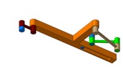 ISO-view showing a mechanism named sliding mechanism and levers of the rower toy in position P1