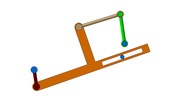 View from the left showing a mechanism named sliding mechanism and levers of the rower toy in position P0