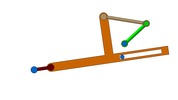View from the left showing a mechanism named sliding mechanism and levers of the rower toy in position P1