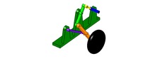 ISO-view showing a mechanism named sliding mechanism and levers retractable landing gear in position P3