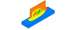 ISO-view showing a mechanism named eccentric slide mechanism and moving the excavator in position P5