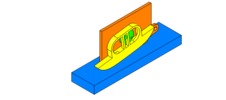 ISO-view showing a mechanism named eccentric slide mechanism and moving the excavator in position P4