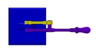 View from the top showing a mechanism named slider crank mechanism with 3 elements in position P0