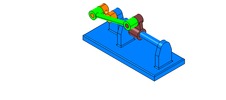 ISO-view showing a mechanism named off-axis slide mechanism and motor crank in position P4