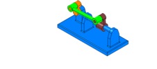 ISO-view showing a mechanism named off-axis slide mechanism and motor crank in position P0