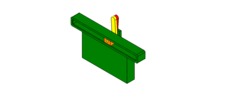 ISO-view showing a mechanism named slider-crank mechanism, crank and connecting rod with the same length in position P2