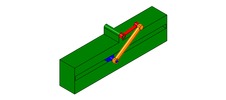 ISO-view showing a mechanism named off-axis slide mechanism and crank in position P0