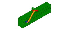 ISO-view showing a mechanism named off-axis slide mechanism and crank in position P5