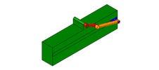 ISO-view showing a mechanism named off-axis slide mechanism and crank in position P3