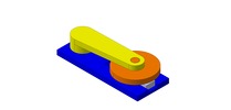 ISO-view showing a mechanism named slide mechanism and crank Stanne in position P3