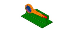 ISO-view showing a mechanism named slider mechanism and crank with eccentric in position P0