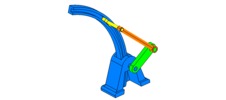 ISO-view showing a mechanism named slider handle mechanism with circular arc slider in position P3