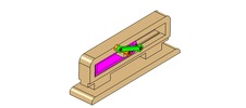 ISO-view showing a mechanism named crank slide mechanism and movable with slide in position P2
