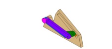 ISO-view showing a mechanism named off-axis slide mechanism and crank parallelogram in position P3