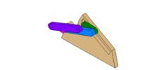 ISO-view showing a mechanism named off-axis slide mechanism and crank parallelogram in position P5