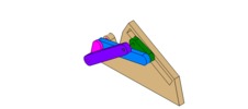 ISO-view showing a mechanism named off-axis slide mechanism and crank parallelogram in position P0
