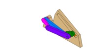 ISO-view showing a mechanism named off-axis slide mechanism and crank parallelogram in position P2