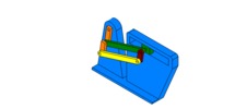 ISO-view showing a mechanism named a slider-crank mechanism with pantograph in position P1