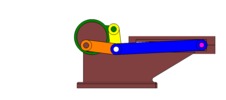 View from the front showing a mechanism named slide mechanism and crank with eccentric in position P3