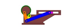 View from the front showing a mechanism named slide mechanism and crank with eccentric in position P4