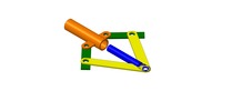 ISO-view showing a mechanism named slider-crank folding-brace mechanism in position P2