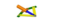 ISO-view showing a mechanism named slider-crank folding-brace mechanism in position P4