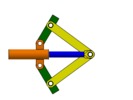 View from the top showing a mechanism named slider-crank folding-brace mechanism