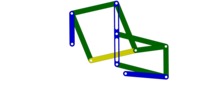 View from the front showing a mechanism named straight-line mechanism having a link with rectilinear translation in position P01