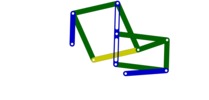 View from the front showing a mechanism named straight-line mechanism having a link with rectilinear translation in position P04