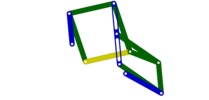 View from the front showing a mechanism named straight-line mechanism having a link with rectilinear translation in position P00