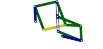 View from the front showing a mechanism named straight-line mechanism having a link with rectilinear translation in position P05