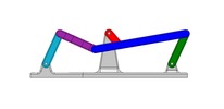 View from the front showing a mechanism named multiple-bar dwell mechanism in position P00