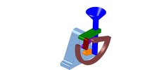 ISO-view showing a mechanism named multiple-bar single-pan balance in position P08