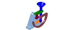 ISO-view showing a mechanism named multiple-bar single-pan balance in position P01