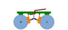 View from the front showing a mechanism named multiple-bar mechanism of a wheel brake in position P04